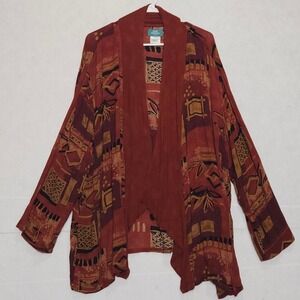 Simply Southwest Hand Made Rayon Kimono Jacket Cardigan Women's Size L ptp:28.5"